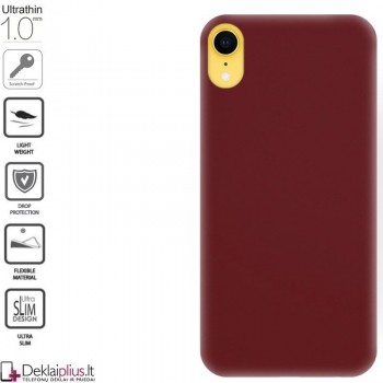 Silikoninis 1mm. storio dėklas - bordo spalvos (Apple Iphone XR)
